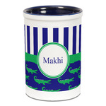 Alligators & Stripes Ceramic Pencil Holders - Blue