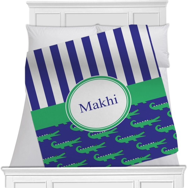 Custom Alligators & Stripes Minky Blanket (Personalized)