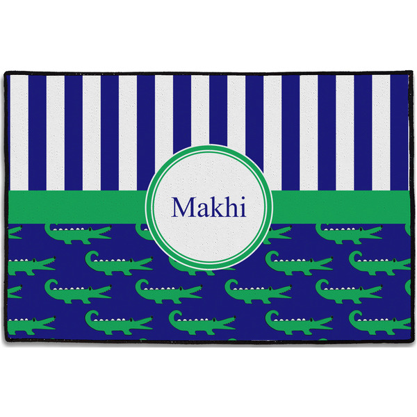 Custom Alligators & Stripes Door Mat - 36"x24" (Personalized)