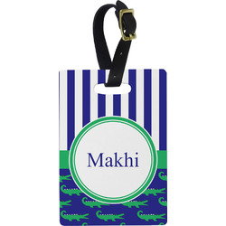 Alligators & Stripes Plastic Luggage Tag - Rectangular w/ Name or Text
