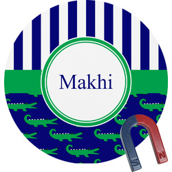 Alligators & Stripes Round Fridge Magnet (Personalized)