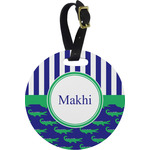 Alligators & Stripes Plastic Luggage Tag - Round (Personalized)