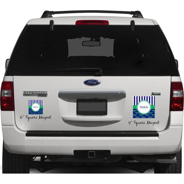 Alligators & Stripes Personalized Square Car Magnets on Ford Explorer