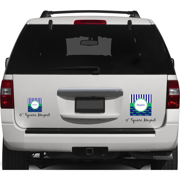 Alligators & Stripes Personalized Square Car Magnets on Ford Explorer