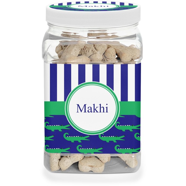 Custom Alligators & Stripes Dog Treat Jar (Personalized)
