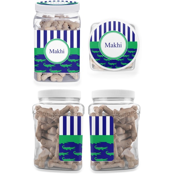 Alligators & Stripes Pet Treat Jar - Multiple Angles