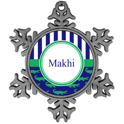 Alligators & Stripes Vintage Snowflake Ornament (Personalized)