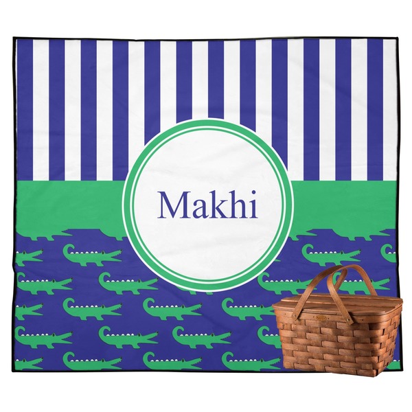 Custom Alligators & Stripes Outdoor Picnic Blanket (Personalized)