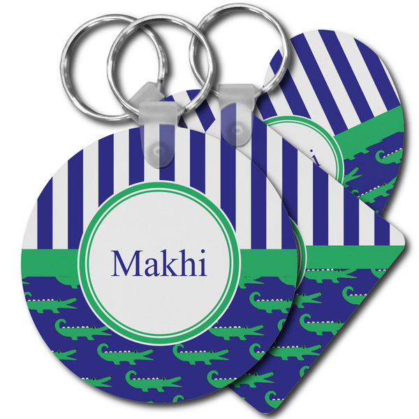 Custom Alligators & Stripes Plastic Keychain (Personalized)