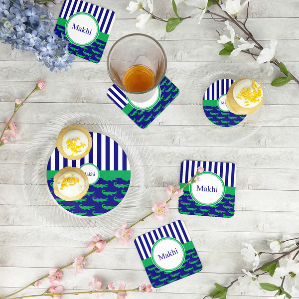 Alligators & Stripes Plastic Party Appetizer & Dessert Plates - In Context