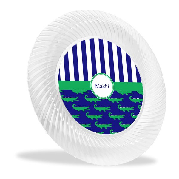 Custom Alligators & Stripes Plastic Party Dinner Plates - 10" (Personalized)