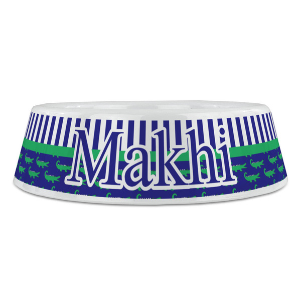 Alligators & Stripes Plastic Pet Bowls - Large - FRONT