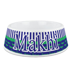 Alligators & Stripes Plastic Dog Bowl (Personalized)
