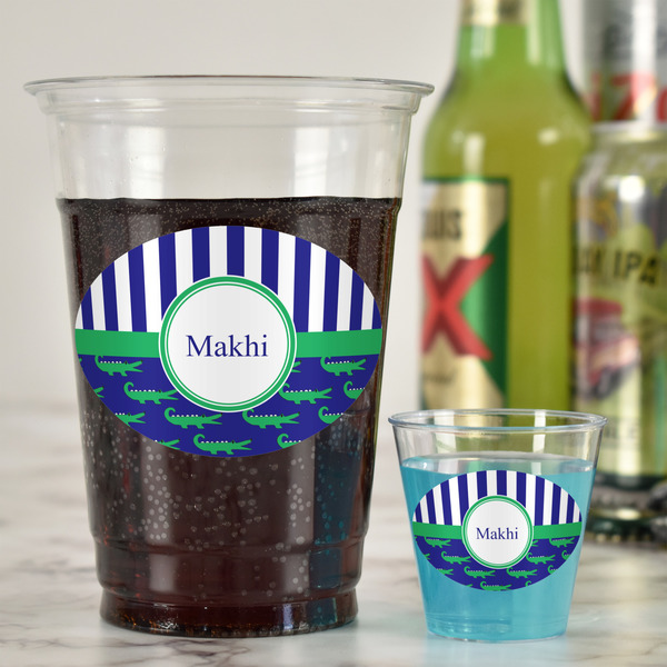 Alligators & Stripes Plastic Shot Glasses - In Context