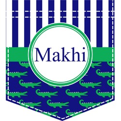 Alligators & Stripes Iron On Faux Pocket (Personalized)