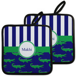 Alligators & Stripes Pot Holders - Set of 2 w/ Name or Text