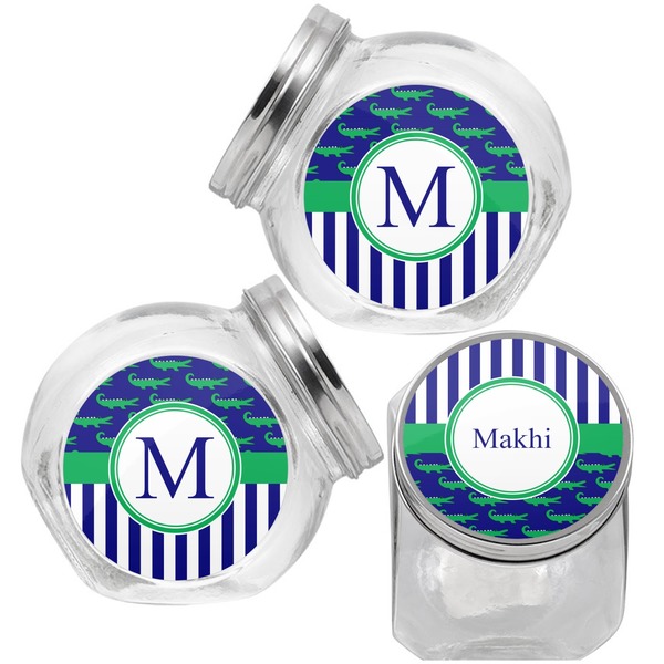 Alligators & Stripes Puppy Treat Jar - Top Left Right