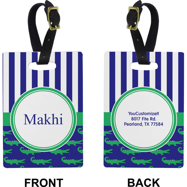 Alligators & Stripes Rectangle Luggage Tag (Front + Back)
