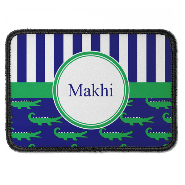 Custom Alligators & Stripes Iron On Rectangle Patch w/ Name or Text