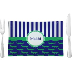 Alligators & Stripes Rectangular Glass Lunch / Dinner Plate - Single or Set (Personalized)