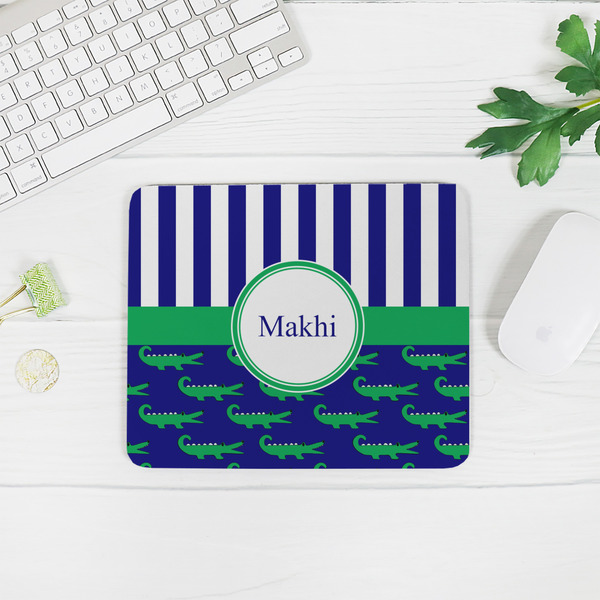 Alligators & Stripes Rectangular Mouse Pad - LIFESTYLE 2