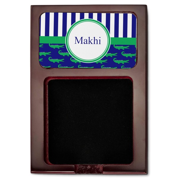 Alligators & Stripes Red Mahogany Sticky Note Holder - Flat