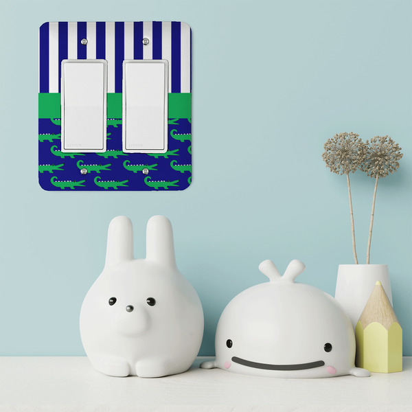 Alligators & Stripes Rocker Light Switch Covers - Double - IN CONTEXT