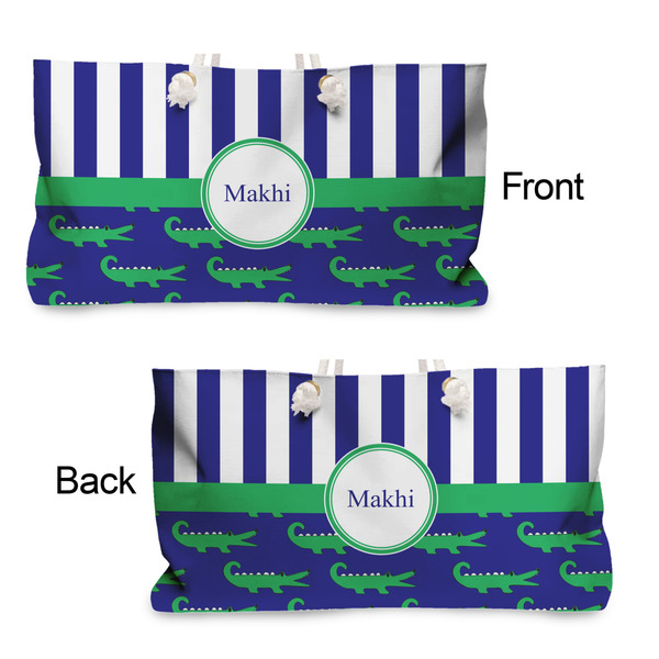 Alligators & Stripes Large Rope Tote - From & Back View