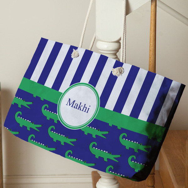 Alligators & Stripes Large Rope Tote - Life Style