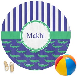 Alligators & Stripes Round Beach Towel (Personalized)