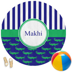 Alligators & Stripes Round Beach Towel (Personalized)