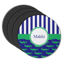 Alligators & Stripes Round Rubber Backed Coasters - Set of 4 (Personalized)