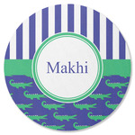 Alligators & Stripes Round Rubber Backed Coaster (Personalized)