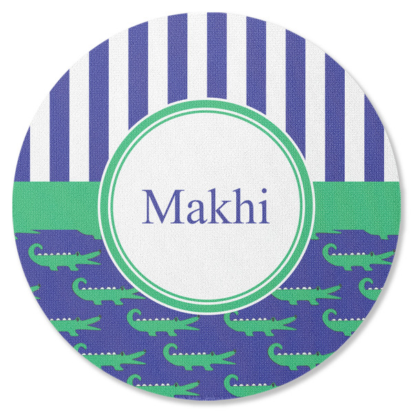 Custom Alligators & Stripes Round Rubber Backed Coaster (Personalized)