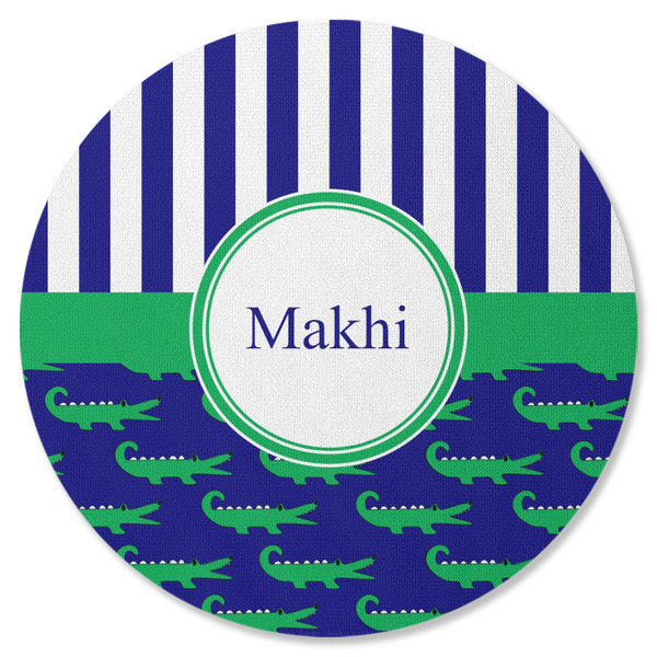 Alligators & Stripes Round Coaster Rubber Back - Single