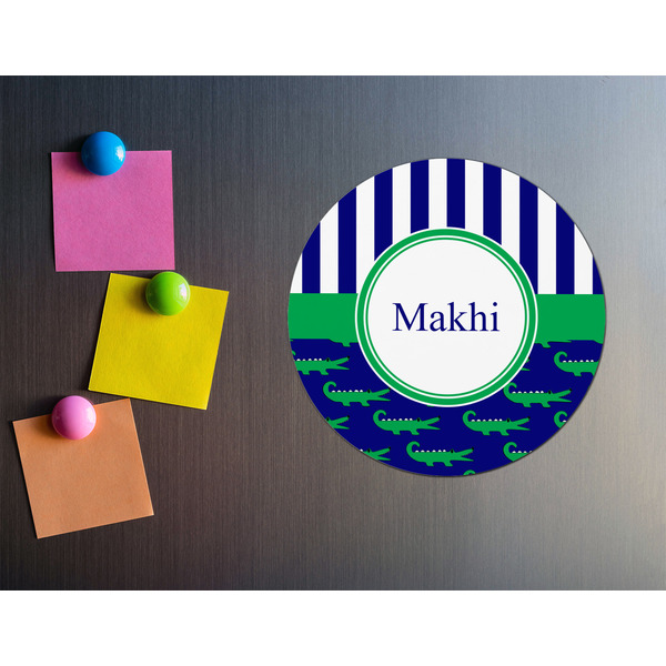 Alligators & Stripes Round Fridge Magnet - LIFESTYLE