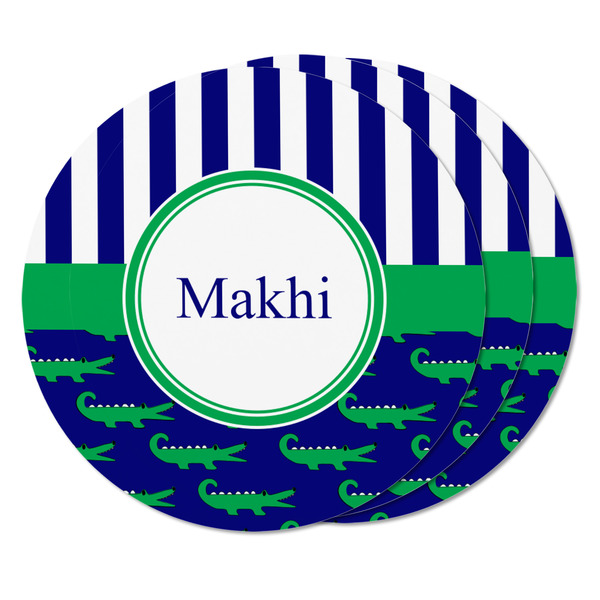 Alligators & Stripes Round Fridge Magnet - THREE