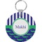 Alligators & Stripes Round Plastic Keychain (Personalized)