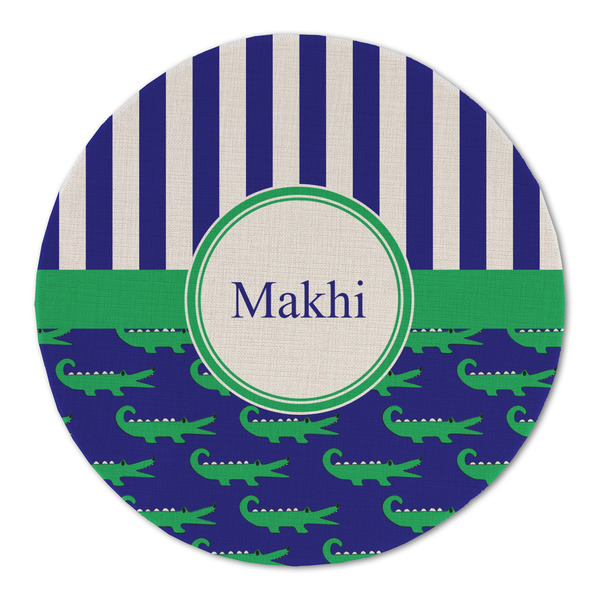 Alligators & Stripes Round Linen Placemats - FRONT (Double Sided)