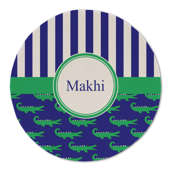 Custom Alligators & Stripes Round Linen Placemat (Personalized)