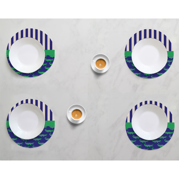Alligators & Stripes Round Linen Placemats - LIFESTYLE (set of 4)