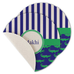 Alligators & Stripes Round Linen Placemat - Single Sided - Set of 4 (Personalized)