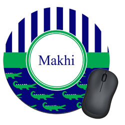Alligators & Stripes Round Mouse Pad (Personalized)