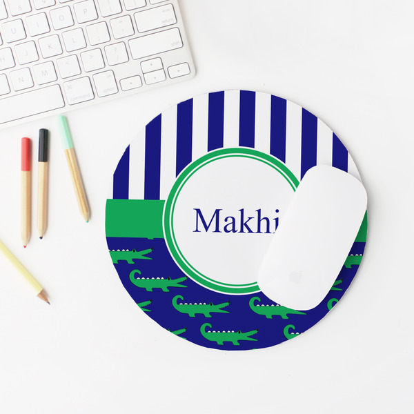 Alligators & Stripes Round Mousepad - LIFESTYLE 2