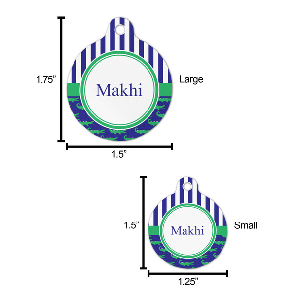 Alligators & Stripes Round Pet ID Tag - Large - Comparison Scale