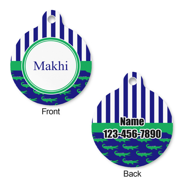 Alligators & Stripes Round Pet Tag - Front & Back