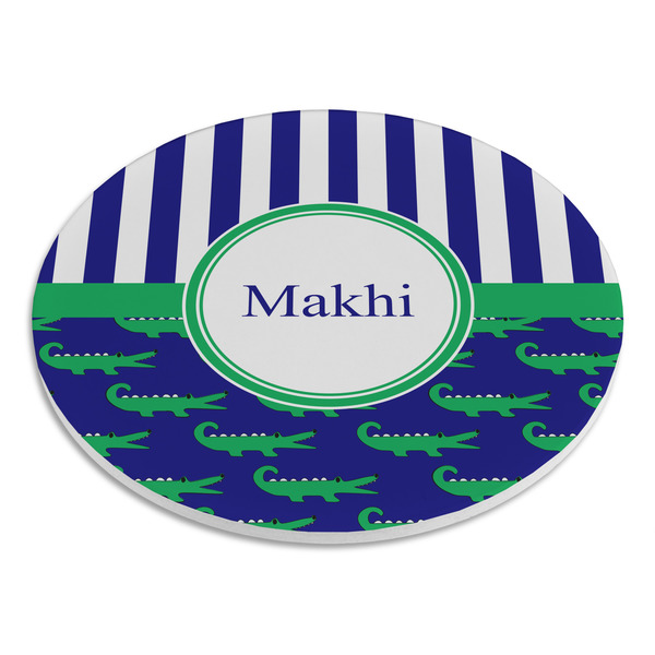 Alligators & Stripes Round Stone Trivet - Angle View