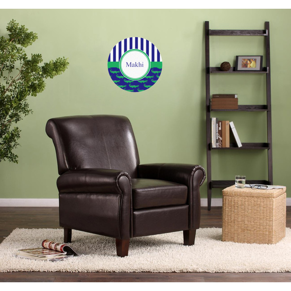 Alligators & Stripes Round Wall Decal on Living Room Wall
