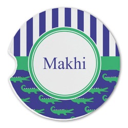 Alligators & Stripes Sandstone Car Coaster - Single (Personalized)