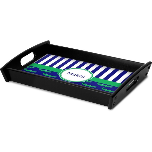 Alligators & Stripes Serving Tray Black - Corner